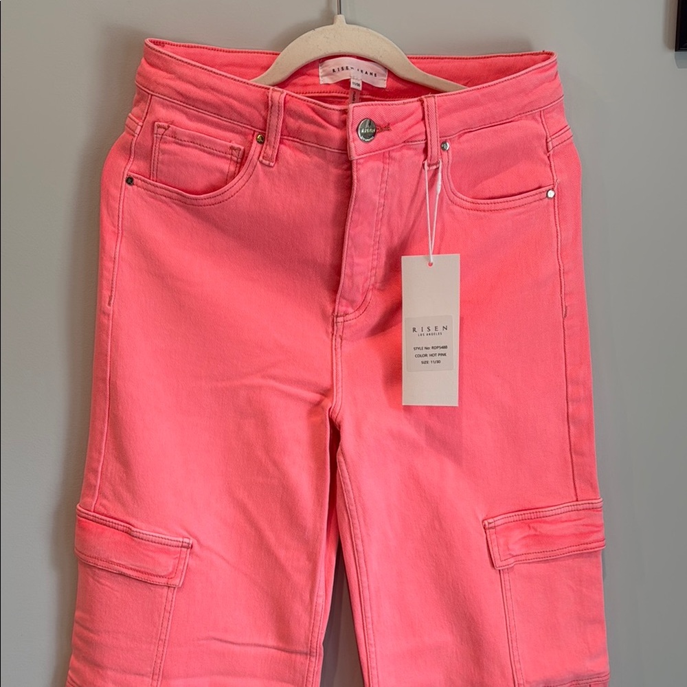 Risen Jeans Hot Pink Cargo Jeans Utility Style
